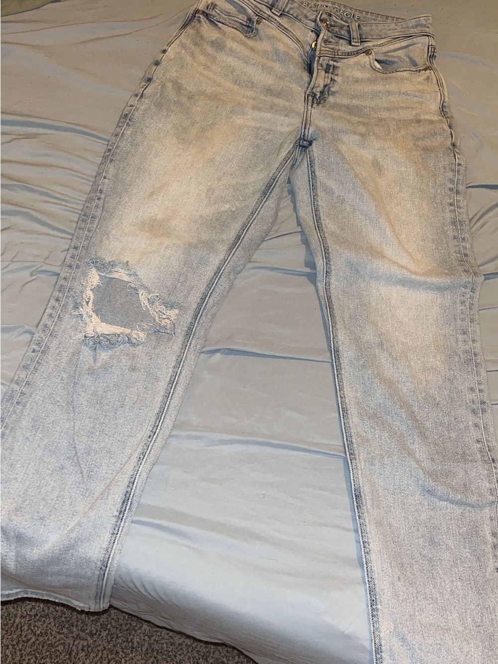 American Eagle Outfitters Light Blue Distressed Straight Jeans